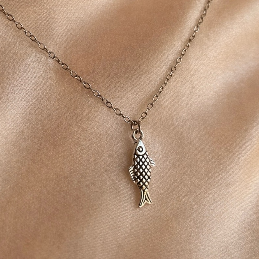 Handmade Fish Pendant Necklace Stainless Steel Silver Necklace Jewelry Sardine